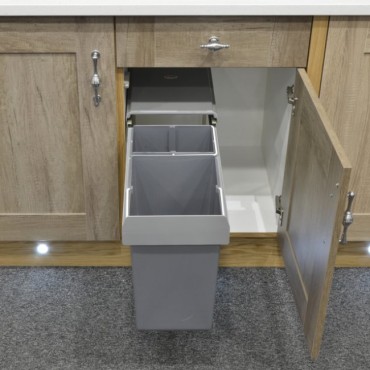 Grey Integrated Pull Out Kitchen Waste & Recycling Bin for 300mm Base Unit  30 L